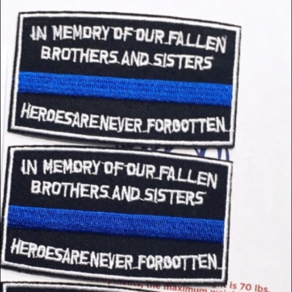 NEW BLUE LINE IN MEMORY COPS PATCHES IRON ON BADGE